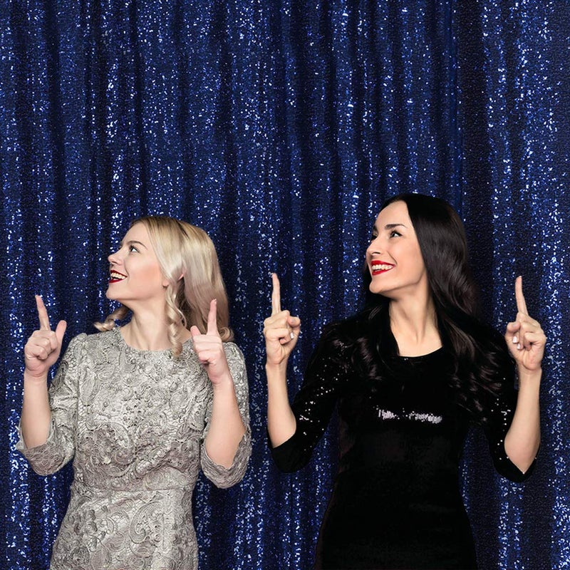 SquarePie Sequin Backdrop 8FT x 8FT Navy Blue Background Sparkly Curtain for Wedding Party - Image 5